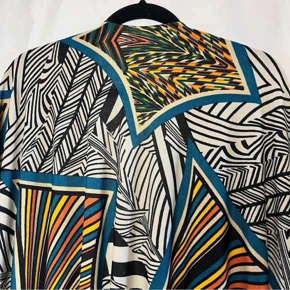 ORANGE USA Multicolor Graphic Print Knit Kimono Coverup Cardigan Sweater Size M - Picture 6 of 9